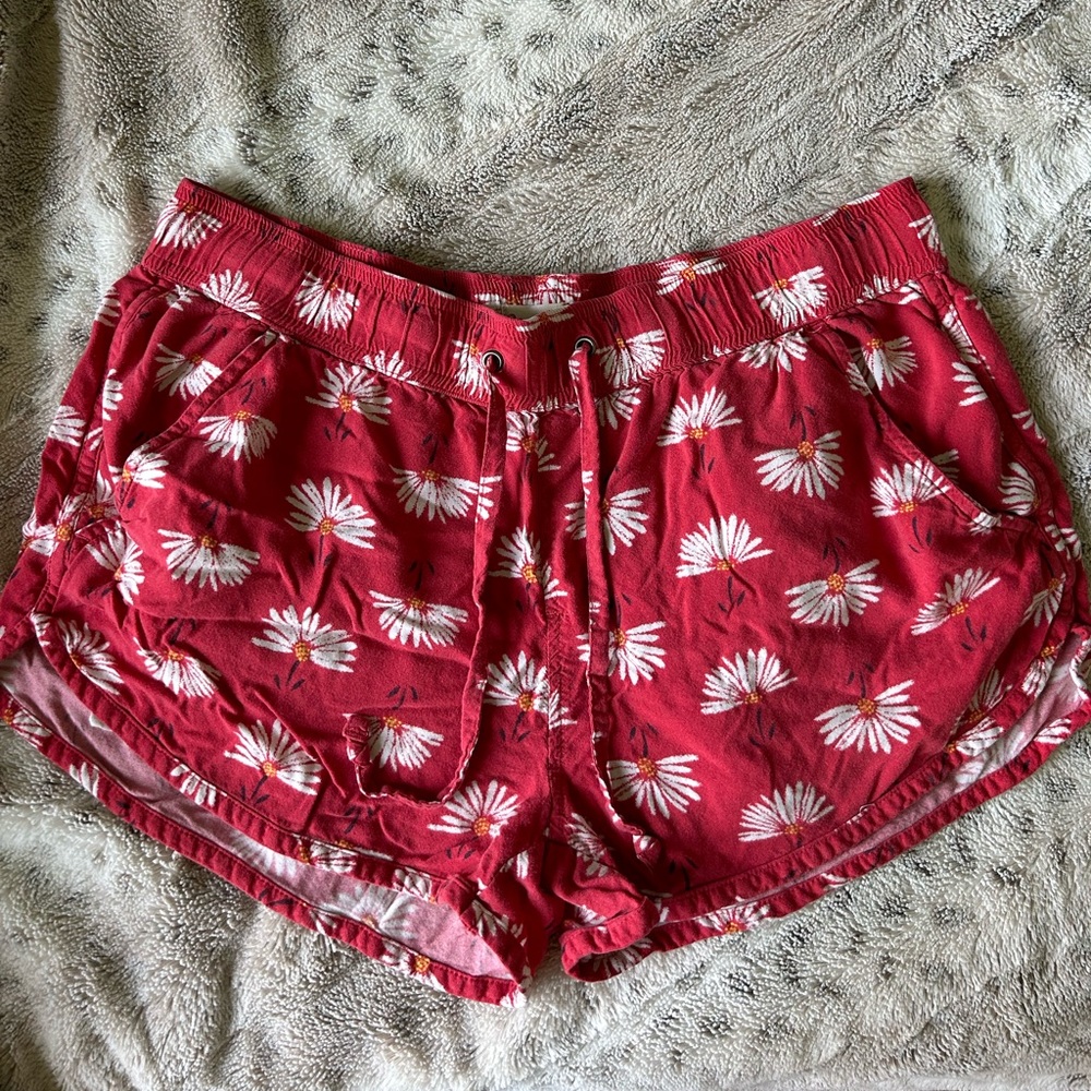 Red flower shorts